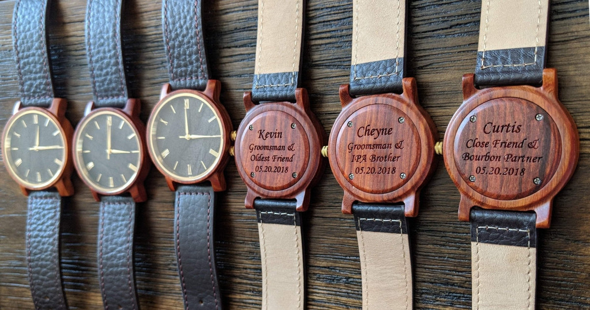 Groomsmen Set Of 7 Wooden Watches Red Arce