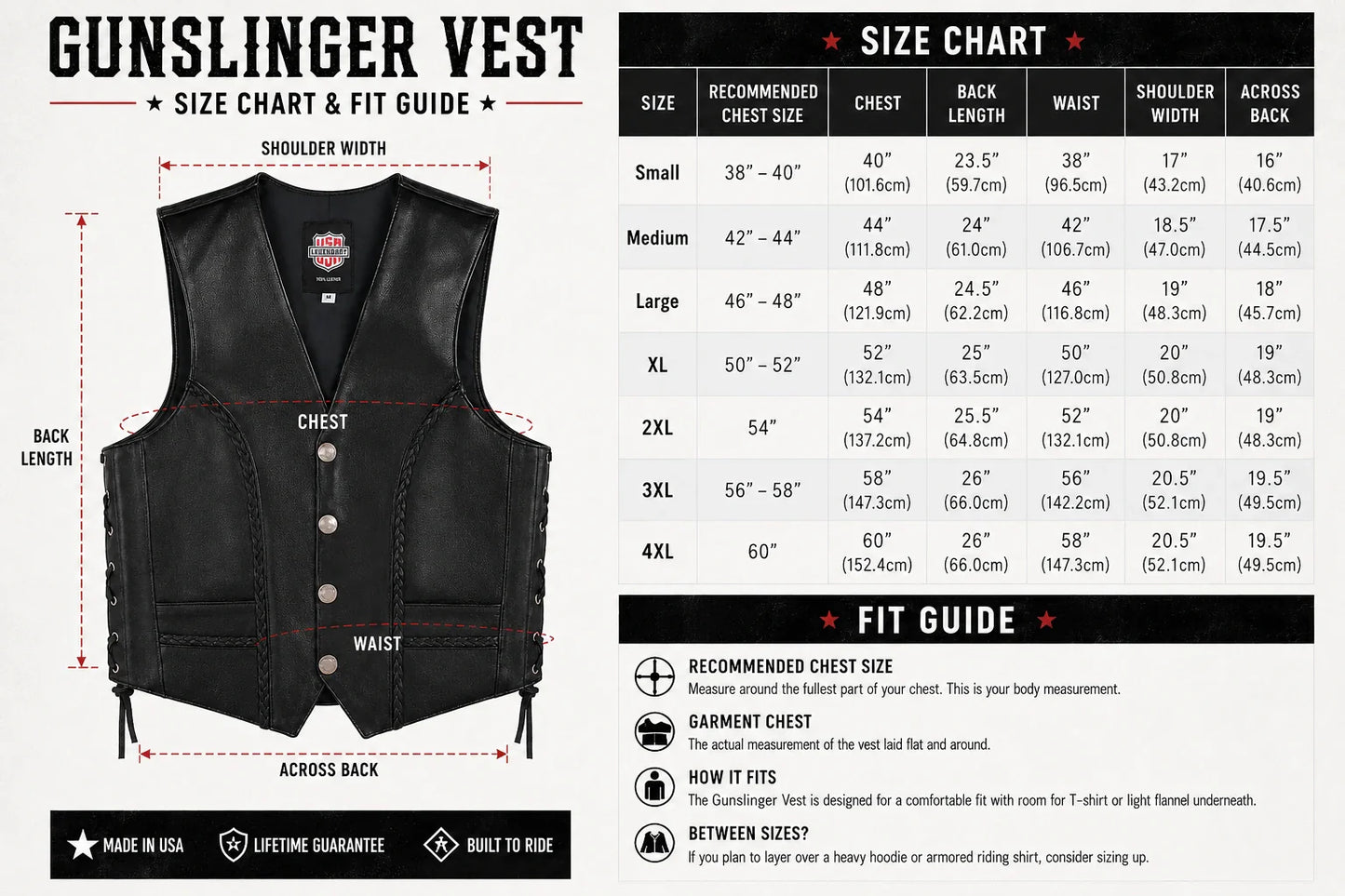 Legendary Gunslinger Men's Leather Vest