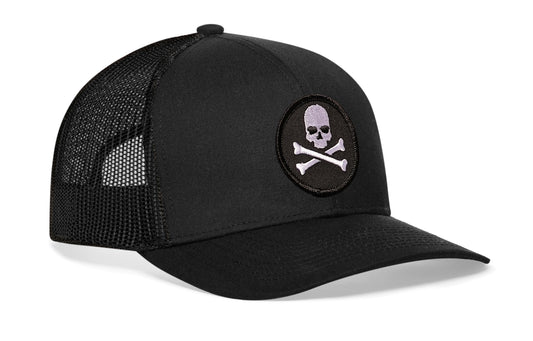 Skull and Crossbones Trucker Hat | Black Jolly Roger Snapback