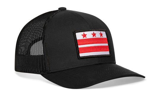 Washington DC Flag Trucker Hat | Black Snapback