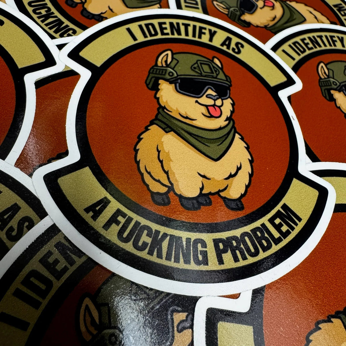 Tactical Llama - I Identify As a Fucking Problem - 3.75" Sticker