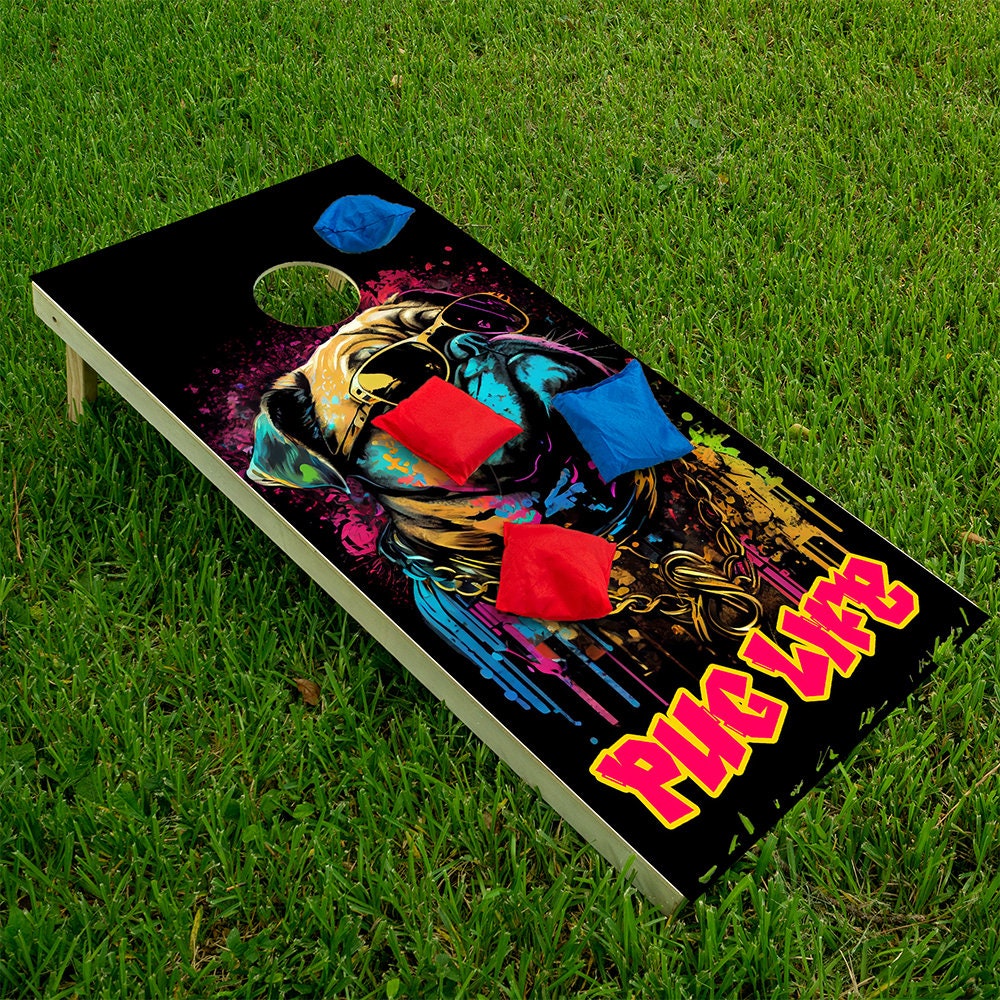 Pug Life - Cornhole Board Wrap - Set of 2