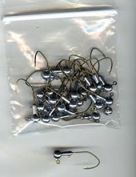 35 pc Cam's 1/16 Round Jig Head #2 Gold (Laser Sharpe) Nasty Bend Hooks Barb Collar