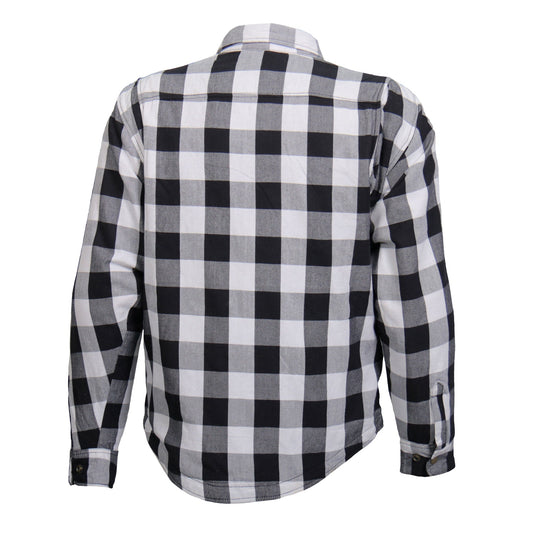Hot Leathers Men's 'Iron Outlaw' White/Black Cotton Flannel Shirt - Button Front - Riding Protective Wear - JKM3005