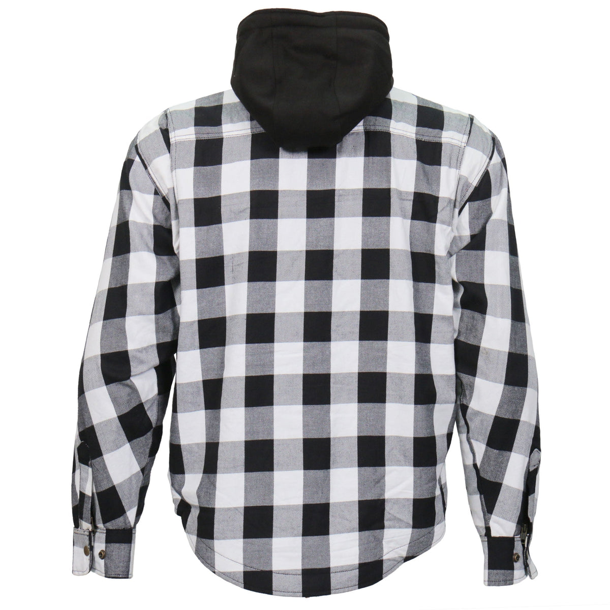Hot Leathers Men's 'Death March' White/Black Cotton Flannel Shirt - Button Front - Riding Protective Wear - JKM3006