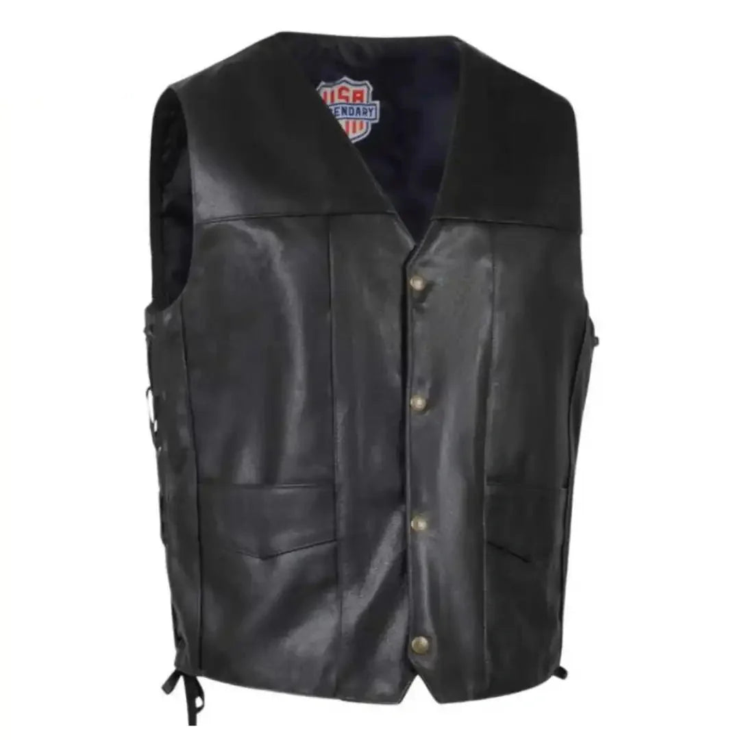 Legendary Dixon Men's Leather Motorcycle Vest