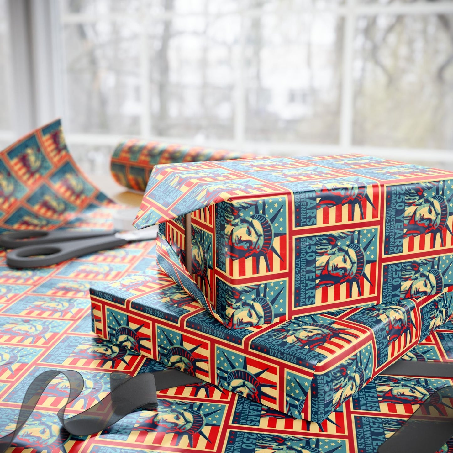 Liberty Semiquicentennial Custom Wrapping Paper Roll – America’s 250th Anniversary
