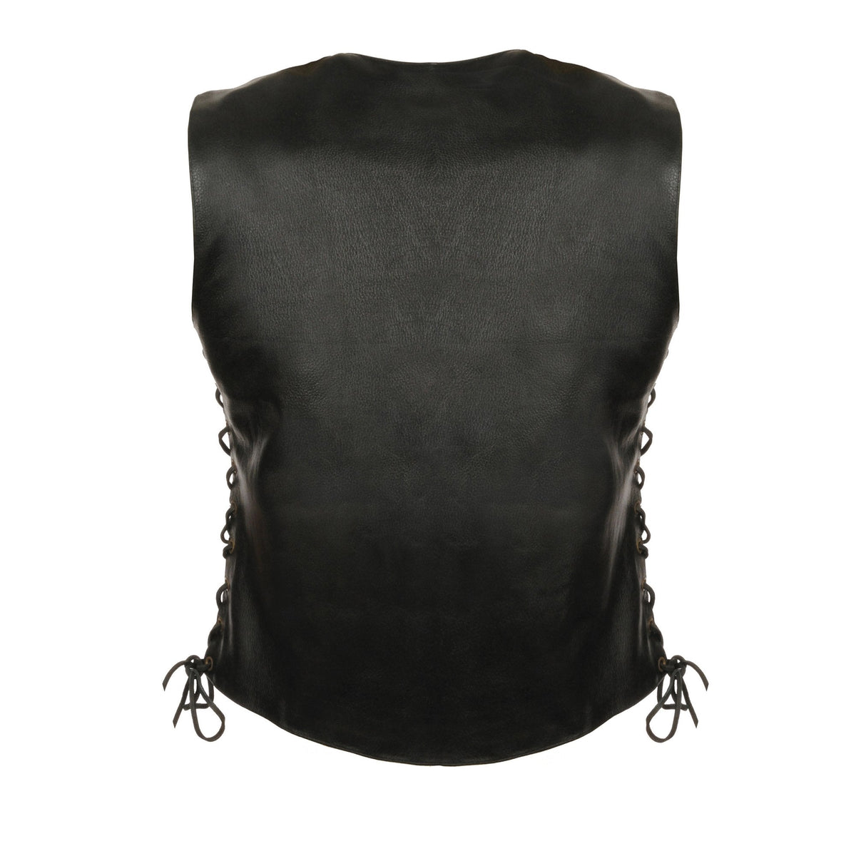 Milwaukee Leather LKL4700 Women's Black Premium Leather Side Laced Motorcycle Biker Riders Vest w/ Snap Closure