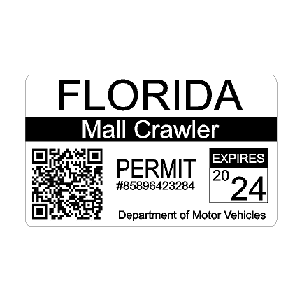 Mall Crawler Permit Sticker 3.5" - All States