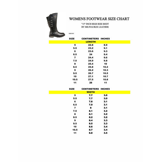 Milwaukee Leather MBL9345 Women's Black 15-inch High Rise Leather Riding Boots with Four Calf Buckles