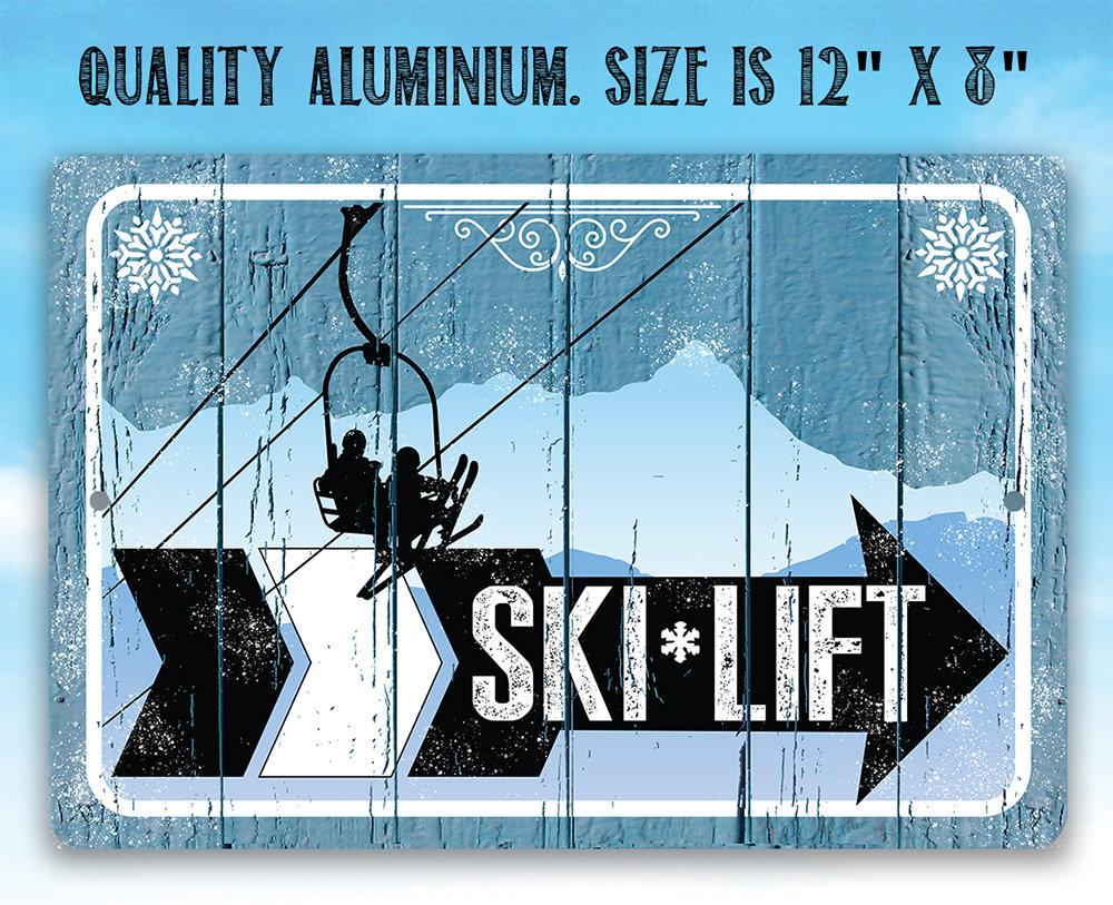 Ski Lift Directional (Right) - Metal Sign