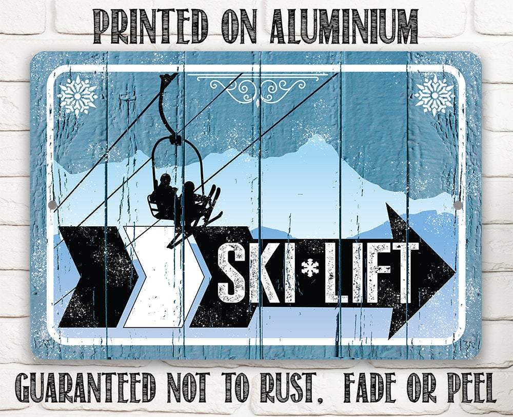 Ski Lift Directional (Right) - Metal Sign