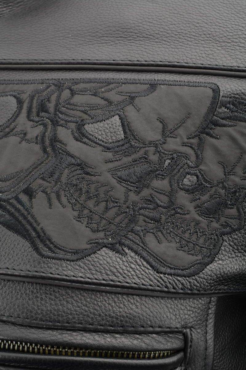 Milwaukee Leather MLM1501 Men's Reflective Skulls Premium Black Leather Motorcycle Jacket w/ Cool-Tec Treatement