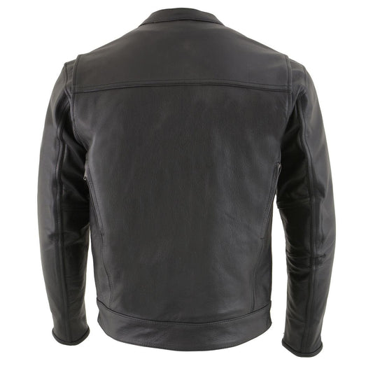Milwaukee Leather MLM1506 Men's Black Premium Leather Motorcycle Jacket w/ Utility Pockets Cool-Tec Leather Treatement