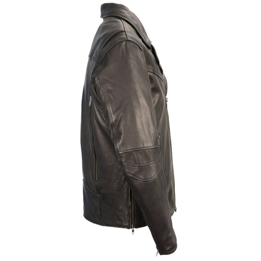 Milwaukee Leather MLM1516 Black Real Leather Motorcycle Jacket for Men – Vintage Brando Style Biker Jacket