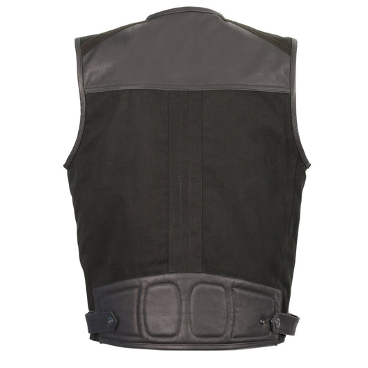 Milwaukee Leather MPM3310 Men's 'Super Utility' Black Leather and Canvas Multi-Pocket Vest