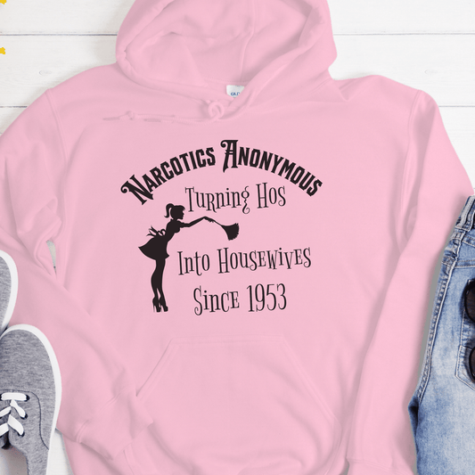 NA Recovery Unisex Hoodie | Inspiring Sobriety | NA "Hos To Housewives"