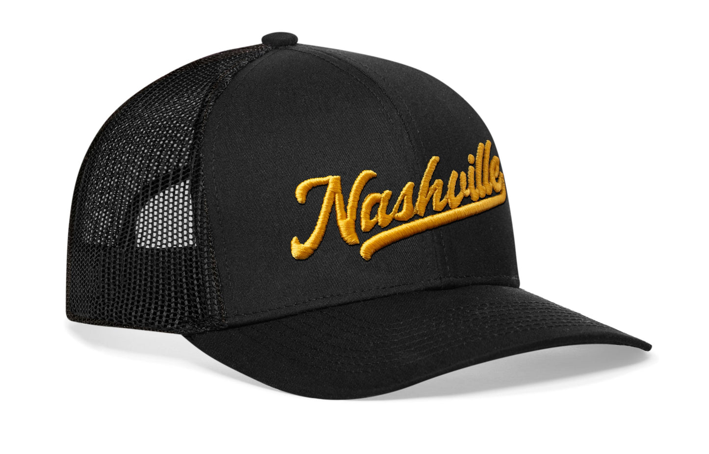 Nashville Gold Script Trucker Hat | Tennessee Snapback