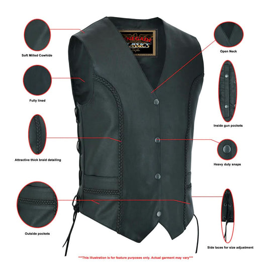 Enchantia Women's leather motorcycle vest