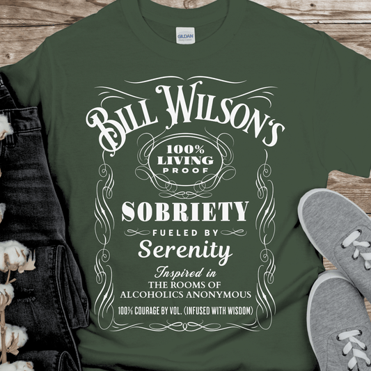 Recovery T-Shirt | Inspiring Sobriety | Bill Wilson's 100% Living Proof Sobriety