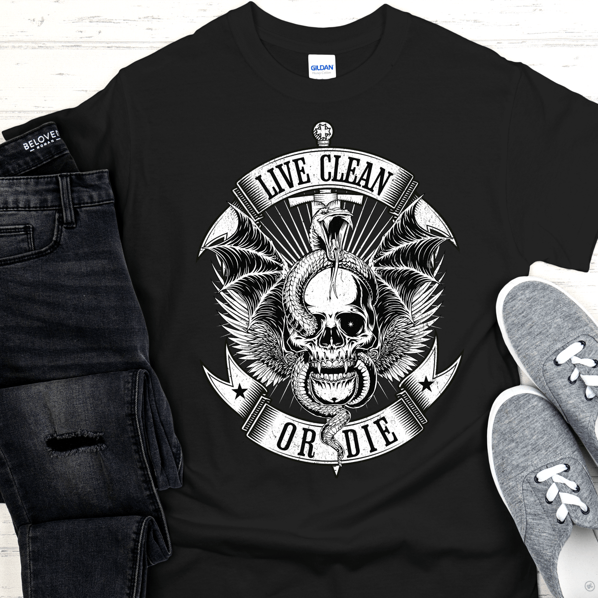 Recovery T-Shirt | Inspiring Sobriety | Live Clean or Die