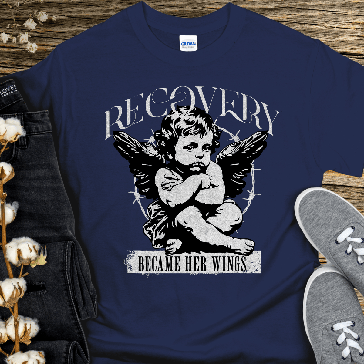 Recovery T-Shirt | Inspiring Sobriety | Recovery Became Her Wings