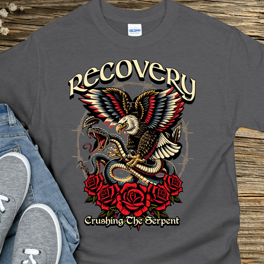 Recovery T-Shirt | Inspiring Sobriety | Recovery - Crushing The Serpent
