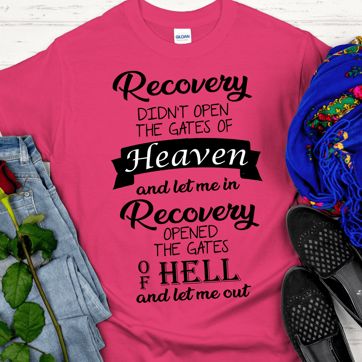 Recovery T-Shirt | Inspiring Sobriety | Recovery Opened The Gates