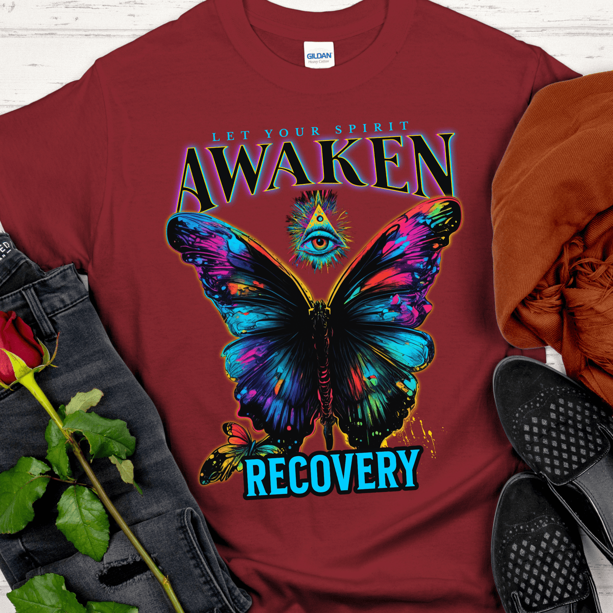 Recovery T-Shirt | Inspiring Sobriety | Spirit Awaken Butterfly