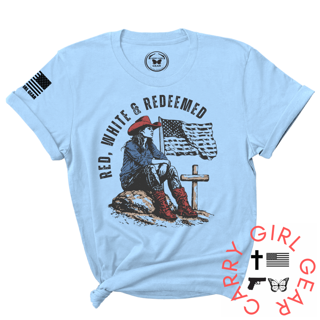 RED, WHITE & REDEEMED TEE