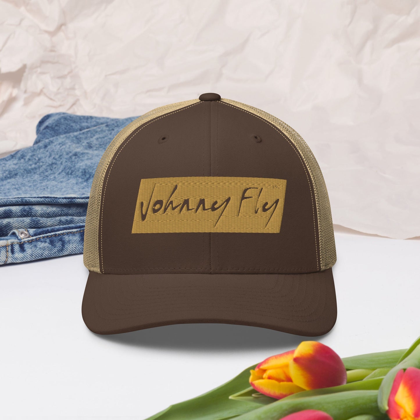 Block Logo Trucker Cap || Sand