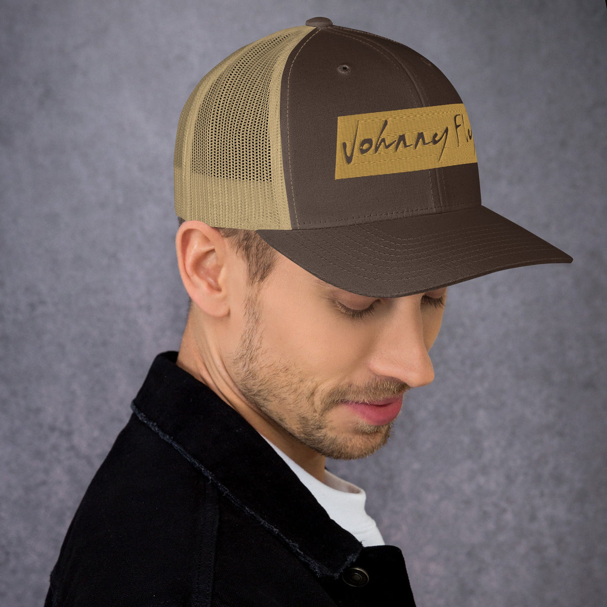 Block Logo Trucker Cap || Sand