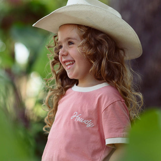 Howdy Vintage Ringer | Pink (Youth)