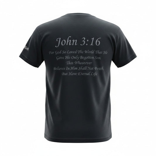 Black John 3:16 Reflective Adult T-Shirt