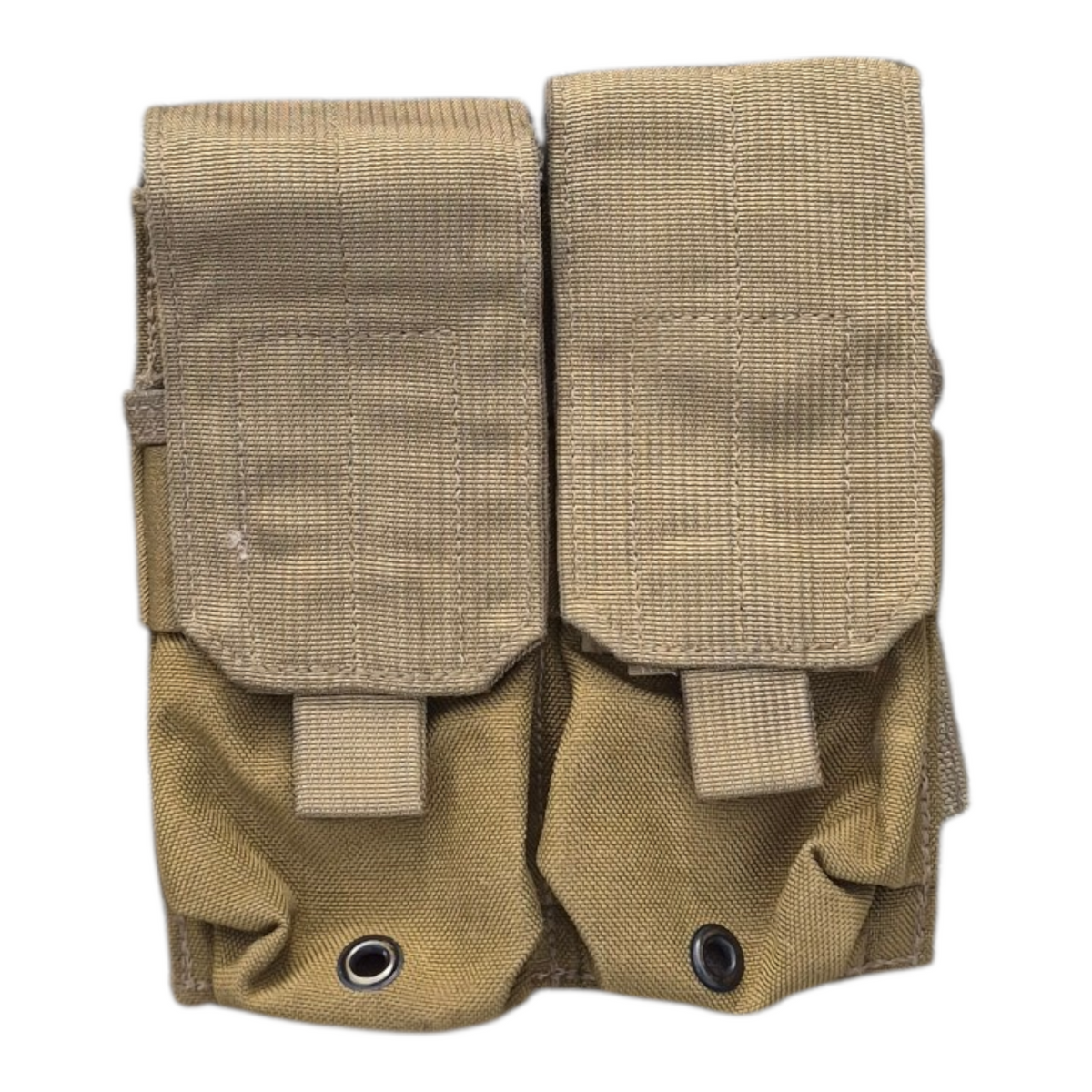 four separate MOLLE-compatible M4 double magazine pouches coyote tan USMC
