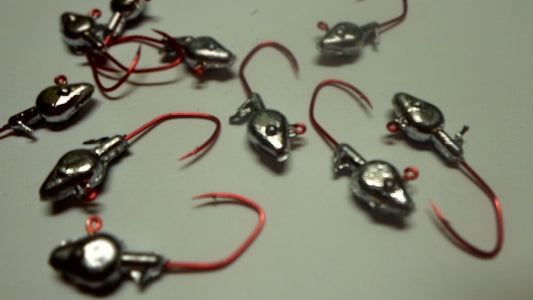 60 Pc Minnow Jig Head Assortment Pak (Best Value) #2 Red (Laser Sharp) Nasty Bend Hooks
