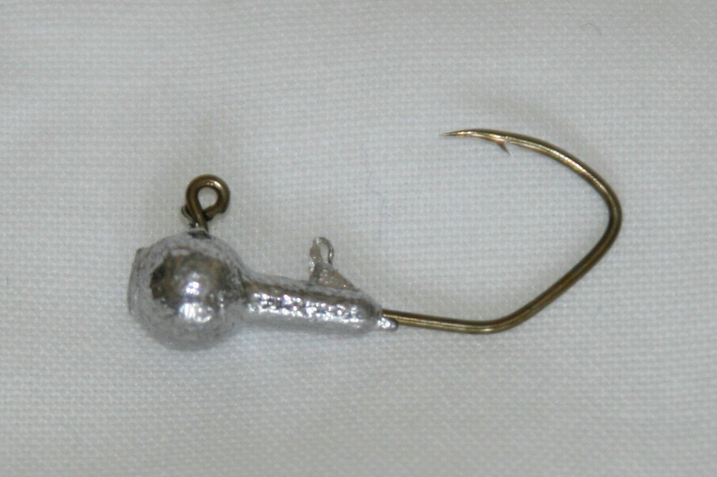 35 PK 1/8 oz ROUND JIG HEADS #1 GOLD "NASTY BEND HOOKS" BARB COLLAR