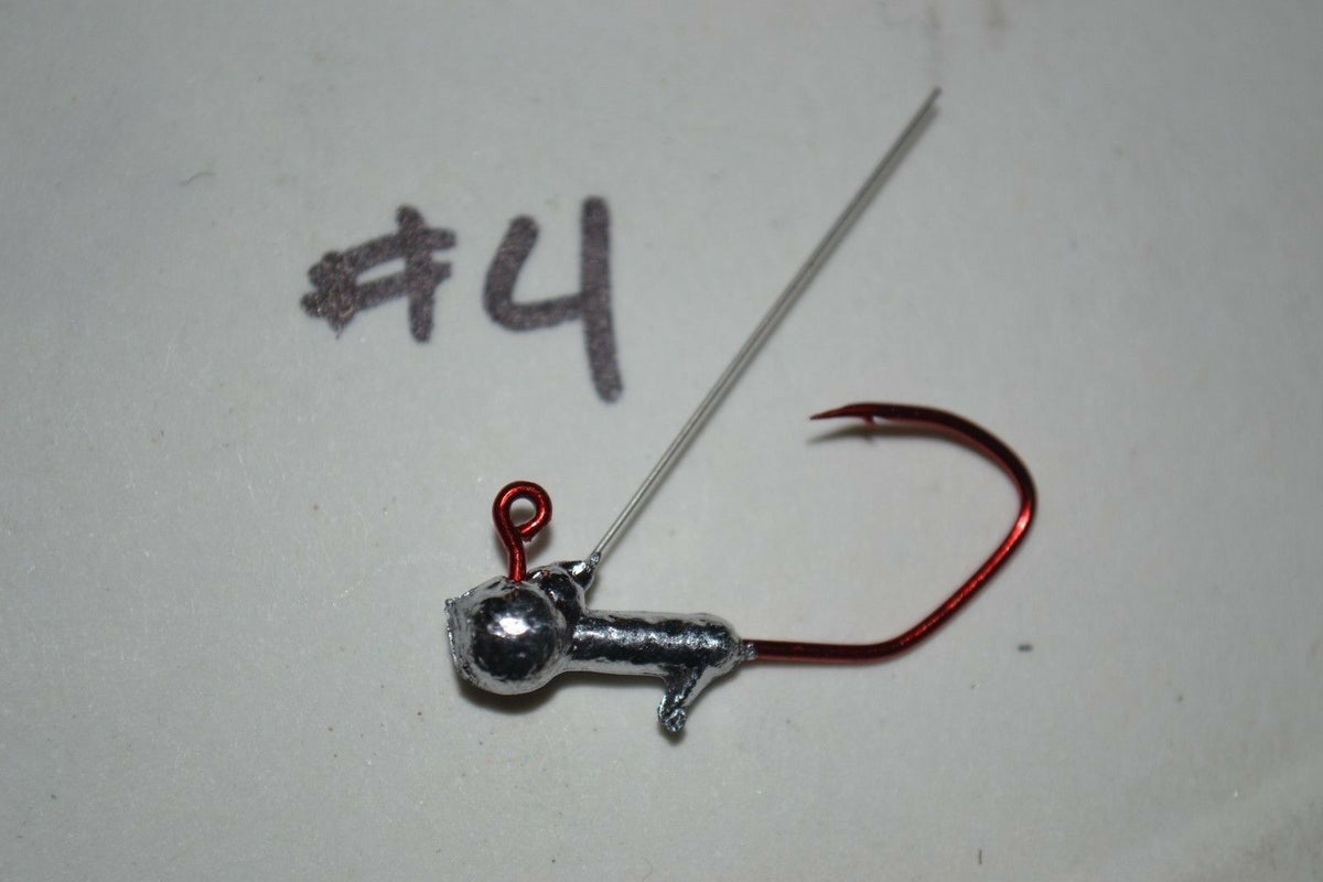 25pc Cam's 1/32 Round Head Weedless Jig Head #4 Red (Laser Sharp) Nasty Bend Hooks