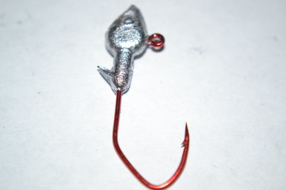 35 pc Cam's 1/32 Minnow Jig Head #2 Red (Laser Sharp) Nasty Bend Hooks Barb Collar