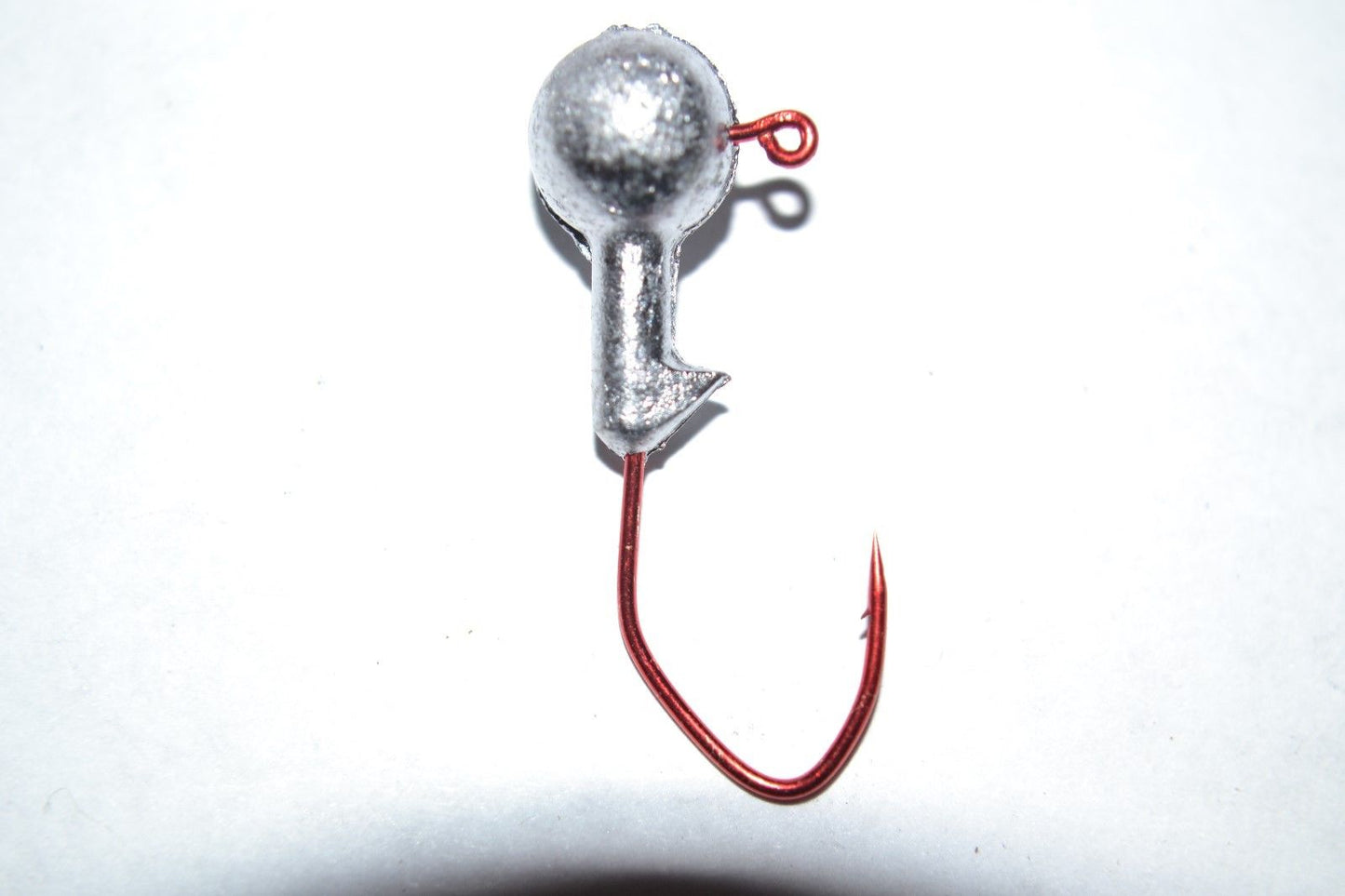 35 PK 1/8 oz ROUND JIG HEADS #1 Red "NASTY BEND HOOKS" BARB COLLAR