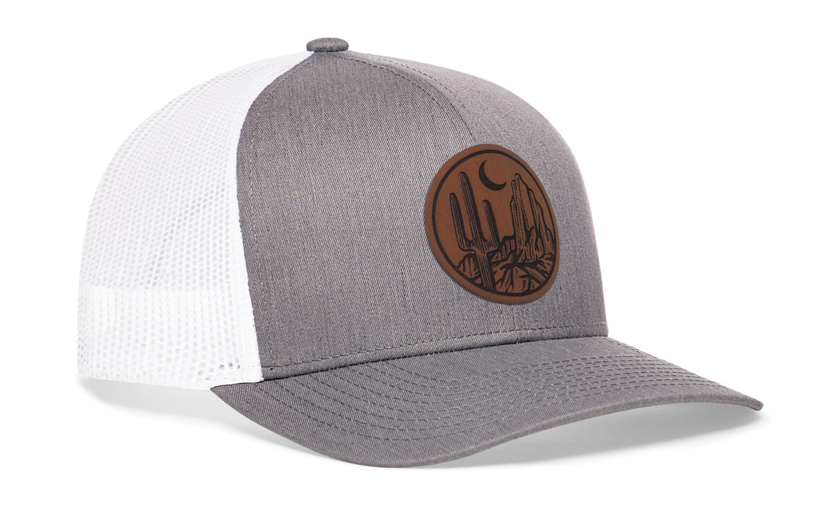 Southwest Sunset Trucker Hat | Faux Leather Desert Snapback