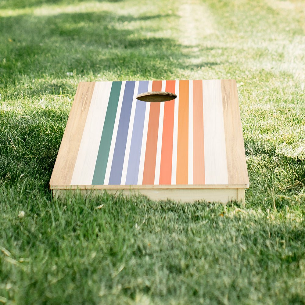 Summer Retro Stripes Star Cornhole Boards