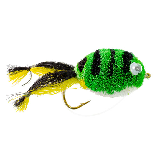 Bass Bug Collection -12 Bass Fly Fishing Flies - Surface Poppers Frog, Rat, Mouse Divers - Hook Sizes 2,4, 6 And 8