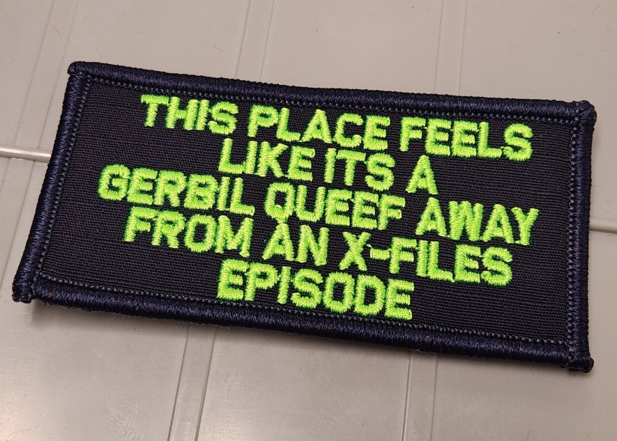 ASOS - This Place Feels Like It's A Gerbil Queef Away From An X-Files Episode - 2x4 Patch - Navy w/Neon Green