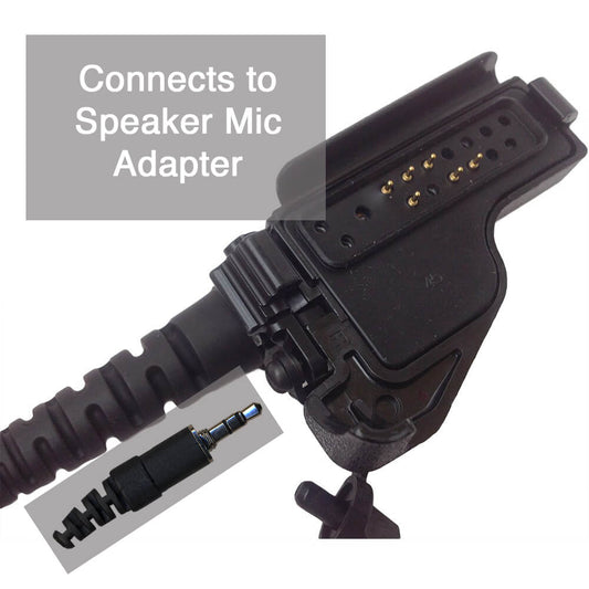 3.5mm Threaded(Screw On) Listen Only Radio Earpiece Clear Tube - Motorola XTS APX XPR & EF Johnson, NNM6274 - Screws In To Radio Adapter