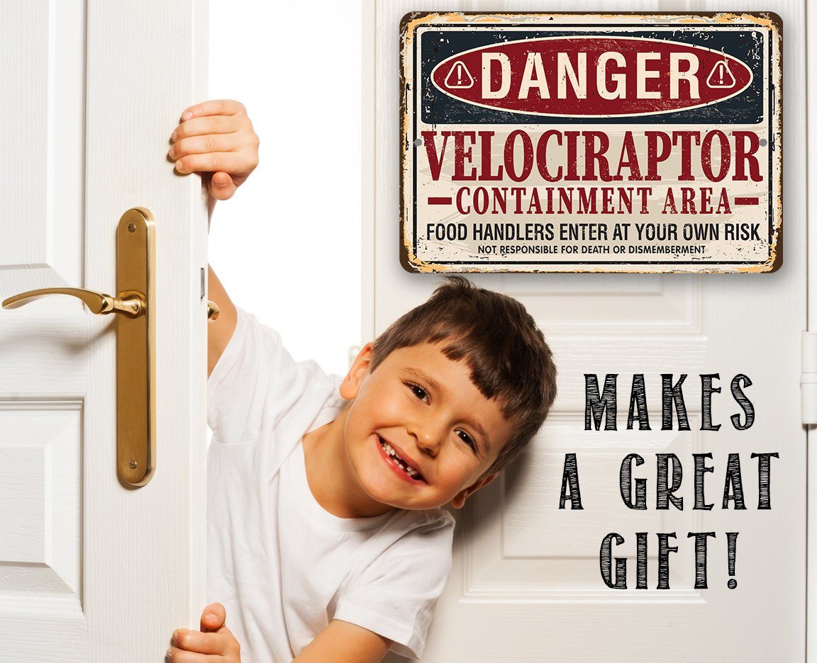 Danger Velociraptor - Metal Sign