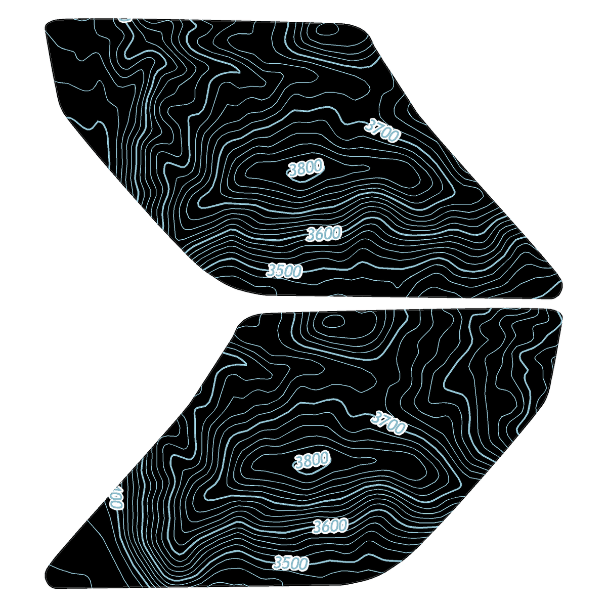 Topo Interior Sun Visor Overlays (Printed Series) - 2021+ Bronco (NO Homelink)