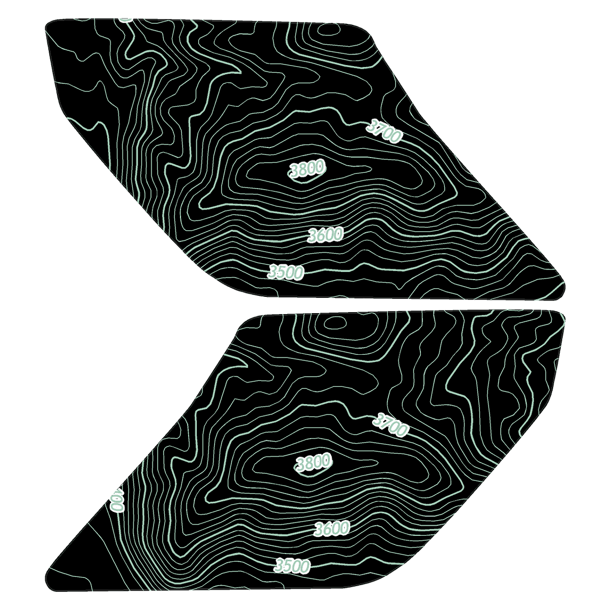 Topo Interior Lower Door Card Insert Overlays (Printed Series) - 2021+ Bronco 2 Door
