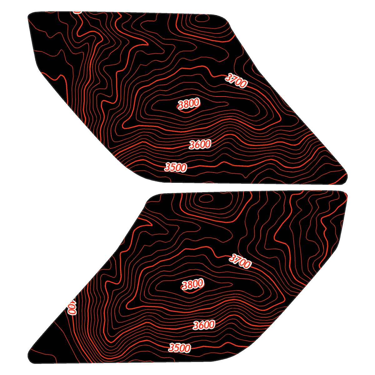 Topo Interior Lower Door Card Insert Overlays (Printed Series) - 2021+ Bronco 2 Door