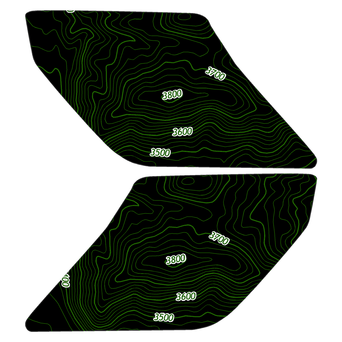 Topo Interior Sun Visor Overlays (Printed Series) - 2021+ Bronco (NO Homelink)